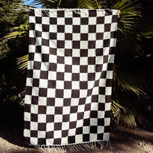 Load image into Gallery viewer, Black &amp; Cream - Heavyweight Checker Throw Blanket
